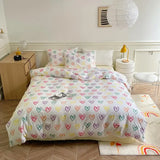 elvesmall Printed 100% Cotton Bedding Set King Size Skin Friendly Pure Cotton Duvet Cover Set with Sheets Quilt Covers Pillowcase Bed Sets