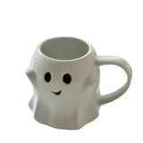 elvesmall Cute Ghost Water Cup Creative Ceramic Mug Afternoon Tea Coffee Cup Breakfast Milk Cup Household Drinking Set Halloween Gift