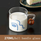 elvesmall  -   460ml Creative Scale Glass Mug Breakfast Mlik Coffe Cup Household Couple Water Cup Ball Handle Design Pattern Drinkware Cups