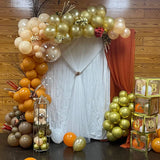 elvesmall 132Pcs Orange Balloons Garland Arch Kit Chrome Metallic Gold Brown Balloon for Baby Shower Bridal Shower Birthday Party Decor