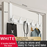 elvesmall  Hooks Over The Door Bathroom Organizer Rack Durable Hanging Row Hook Holder Clothes Coat Hat Towels Hanger Storage 5/6/7 Hooks