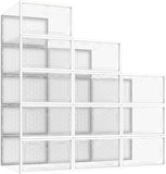 elvesmall  Pinkpum Clear Shoe Boxes Stackable, 12 Pack X- Large Shoe Storage Boxes Clear Stackable Foldable Sneaker Storage Fit
