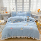 elvesmall Colorful Clouds Bedding Set Princess Style Ruffle Duvet Cover with Zipper Closure Comforter Covers for Girls Women Home Decor