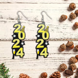 elvesmall Delicate Number 2024 Christmas Dangle Earrings Cute Party Style Acrylic Jewelry Creative Christmas Party Female Earrings