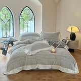elvesmall  French style home Bed linen soft velvet winter Duvet cover double bed sheets set 5D carved pattern Bedding set Quilt cover set