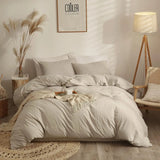 elvesmall  100% Knitted Cotton Comforter Cover Solid Color Duvet Cover Hotel Quality Luxury Bedding Set 1 Duvet Cover with 2 Pillowcases