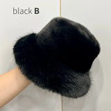 elvesmall y2k Fluffy Faux Fur Bucket Hat Women Rabbit Fur Warm Thick Plush Winter Hat Lady Luxury Fashion Party Panama Fisherman Cap