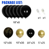 elvesmall 128Pcs Black Gold Balloon Garland Arch Kit Gold Dot Print Latex Happy 30th 40th 50th Adults Birthday Party Balloon Decorations