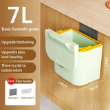 elvesmall  Wall Mounted Cabinet Trash Can with Lid Basket Storage Bucket Household Organization Rack Modern Home Bathroom Kitchen Trash Can