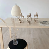 elvesmall Sand Color The Thinker Abstract Statues Sculptures Yoga Figurine Nordic Living Room Home Decor Decoration Maison Desk Ornaments