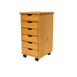 elvesmall Original Roll Cart, Solid Wood, 6 Drawer Roll Cart, Med Pine Storage Drawers Boxes Filing Cabinets