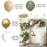 elvesmall  Retro Green Balloon Garland Arch Kit Wedding Birthday Balloons Decoration Party White Balloons For Baby Shower Decor Supplies