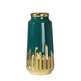 elvesmall  Decorative Home hydroponic flower arrangement electric gold-plated green ceramic vase Modern decorative vase light luxury ins