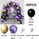 elvesmall Macaron Purple Balloons Garland Arch Kit Metallic Purple Silver Latex Balloon Birthday Party 3D Butterfly Background Decoration