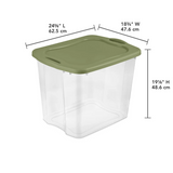 elvesmall Sterilite 95 Qt. EZ Carry Plastic, Clear/Sage Legume, 4 Furniture Decoration Classical Elegance Storage Boxes