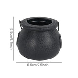 elvesmall 6/12pcs Mini Black Candy Kettles Witch Cauldron Pot Candy Buckets Holder for Kids trick or treat Favors Halloween Party decor