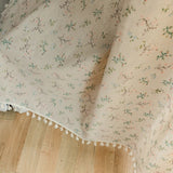 elvesmall Semi Blackout Curtains for Kitchen Living Room Bedroom Home Decoration Curtain Japanese Korean Style Cotton Linen Tassel Print