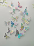 elvesmall 12 Pieces 3D Hollow Butterfly Wall Sticker Bedroom Living Room Home Decoration Paper Butterfly