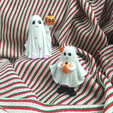 elvesmall Halloween Ghost Hold Pumpkin Decorative Pink Flower Figurine Cute 3d Print Spooky Statue Ornament Gift For Home Office Decor