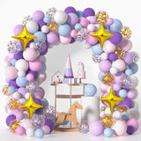 elvesmall 116pcs Purple Pink Rainbow Balloon Garland Arch Kit Wedding Unicorn Birthday Party Decor Kid Baby Shower Birthday Latex Balloons