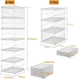 elvesmall 6-Tier Stackable Shoe Storage Boxes with Lids