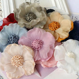 elvesmall 10PCS/Lot 10CM Large Handmade Chiffon Fabric Artificial Flower For Wedding Dress Clothing Hats Headdress Decoration DIY