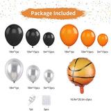 elvesmall Basketball Balloon Garland Set Orange Black Metallic Silver & Basketball Aluminum Film Balloon Sport Theme Party NBA All Star Space Jam Birthday Decor
