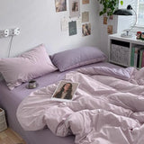 elvesmall Ins Duvet Cover Set Green Nordic Twin Queen Size Girls Boys Flat Sheet Pillowcase No Filler Fashion Home Hotel Bed Linens