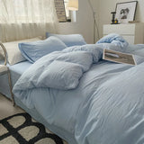 elvesmall INS Style Minimalist Solid Color Duvet Cover Soft Two Person Comfortable Bedding Set Luxurious Hotel Apartment Home Decoration