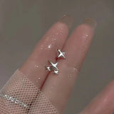 elvesmall Fashion Exquisite Shining Zircon Stars Drop Earrings Girls Simple Design Ear Studs Women New Korean Trendy Jewelry Gifts