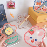 elvesmall Kawaii Transparent Acrylic Pen Holder Desktop Organizer INS New Fashion Cute Bear Bunny Office Stationery Cosmetics Storage Box