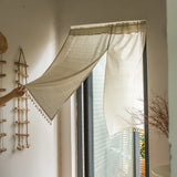 elvesmall Door Curtain Japanese Style Cotton Linen Jacquard Striped Partition Curtain for Kitchen Living Room Bedroom Decorative Curtain