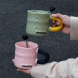 elvesmall  -  Modern Simple Coffee Ceramic Mug Milk fufu Collider with Handle Water Cup Household Breakfast Oatmeal Milk Cup