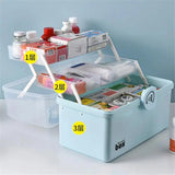 elvesmall 3 Layer Portable First Aid Kit Storage Box Plastic Multi-Functional Family Emergency Kit Box with Handle Medicine Chest