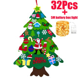 elvesmall  Felt DIY Xmas Tree Christmas Tree Gift with Fairy String Lights Detachable Ornaments Wall Hanging Xmas Decorations Accessories