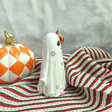 elvesmall Halloween Ghost Hold Pumpkin Decorative Pink Flower Figurine Cute 3d Print Spooky Statue Ornament Gift For Home Office Decor