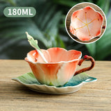 elvesmall  -  200ml Ceramic Coffee Cup Saucer Flower Type Mug Exquisite Afternoon Tea Latte Coffee Cup Home Breakfast Milk Mug Birthday Gifts