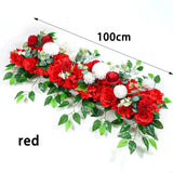 elvesmall 100cm DIY Wedding Flower Wall Decor Arrangement Supplies Silk Peony Rose Artificial Flower Row Decoration Wedding Arch Backdrop