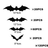 elvesmall Halloween Decoration 3D Black PVC Bat Halloween Party DIY Decor Wall Sticker Bar Room Halloween Party Scary Decos Props