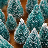 elvesmall 24pcs, Mini Christmas Sisal Snow Frost Tree with Wooden Bottling Brush - Perfect Desktop Tree for Christmas Party and Home Decor