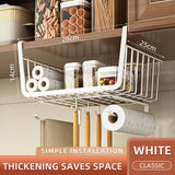 elvesmall Kitchen Under Cabinet Basket Storage Shelf Tissue Cup Holder Closet Desk Hanging Rack Hollowed Pullout Drawer Sliding Basket