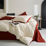 elvesmall Reversible 1Duvet Cover+Bed Sheet+2Pcs Pillowcase Twin Full Queen 4Pcs Comfortable Soft Comforter cover