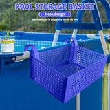 elvesmall Pool Storage Basket Plastic Hanging Pool Mesh Organizer Hook Pool Drinks Holder Portable Removable Frame Swim Pool Accessories