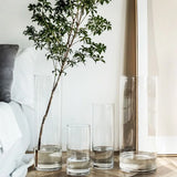 elvesmall  Glass Hydroponic European Large Cylindrical Vase Wedding Home Decoration Fish Tank Decoration Floor Vase Living Room Decoration
