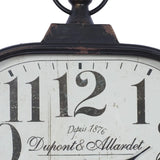 elvesmall 18" X 26" Black Metal Distressed Pocket Watch Style Wall Clock With Ring Finial Decoration for Bedroom Decor Home Clocks Garden
