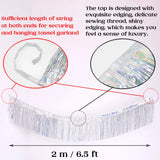 elvesmall Foil Fringe Tinsel Garland Creative 2M 4 Layers Foil Banner Birthday Party Wedding Decoration Christmas Home Wall Decor