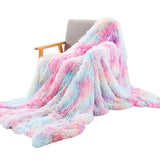 elvesmall Super Soft Long Faux Fur Coral Fleece Blanket Warm Elegant Cozy With Fluffy Sherpa Throw Blanket Bed Sofa Blankets Gift