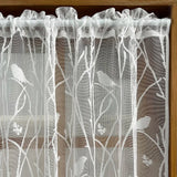 elvesmall Country Bird Embroidery Lace Short Curtain Valance for Kitchen, Dining Room, Small Window,Half Curtain, Rod Pocket Top 1 Panel