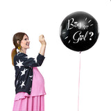 elvesmall Boy or Girl Gender Reveal Party Decoration 36'' Giant Black Latex Balloon Blue Pink Confetti Baby Shower Globos Supplies