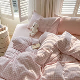 elvesmall Ins Duvet Cover Set Green Nordic Twin Queen Size Girls Boys Flat Sheet Pillowcase No Filler Fashion Home Hotel Bed Linens